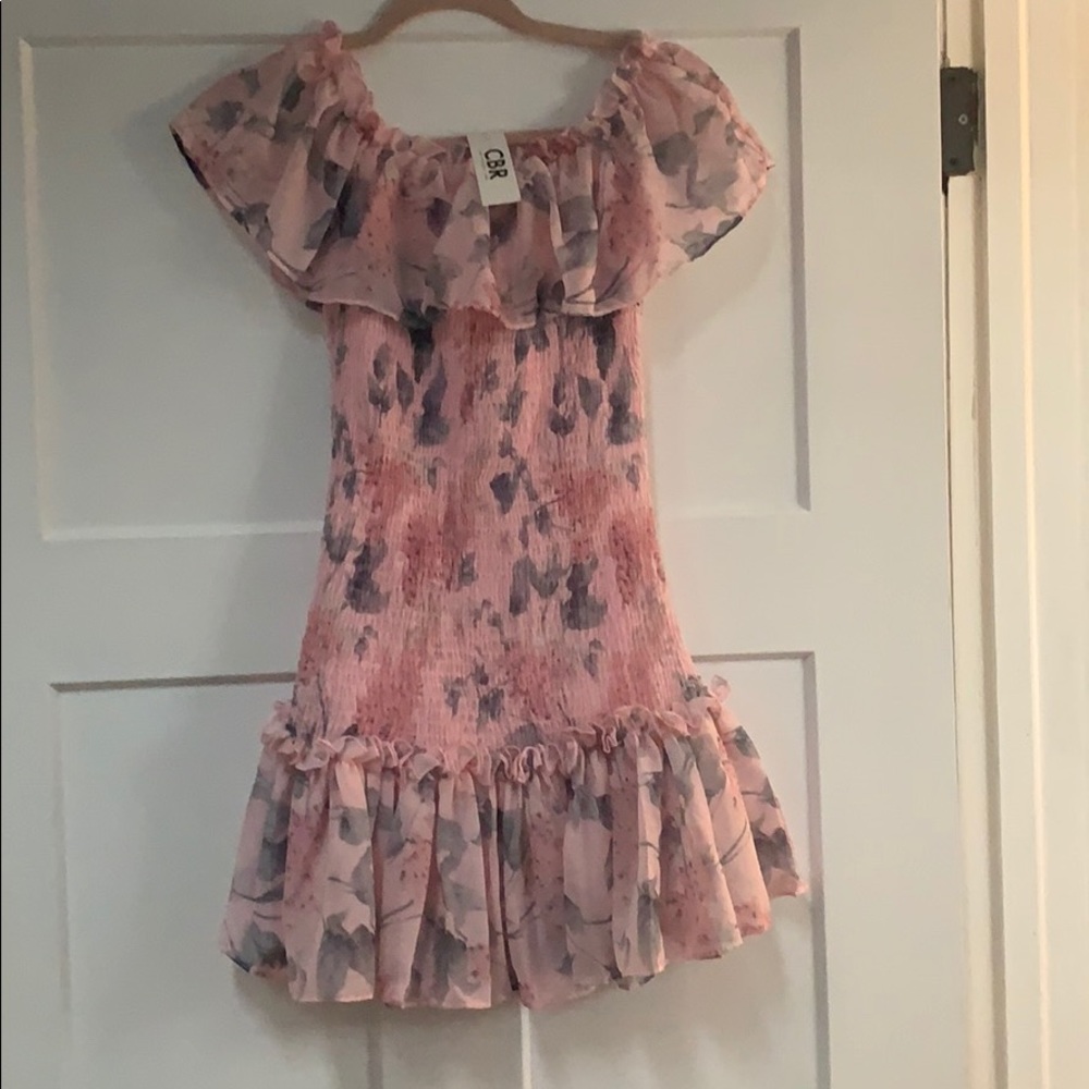 Cotton poly stretch off the shoulder dress
